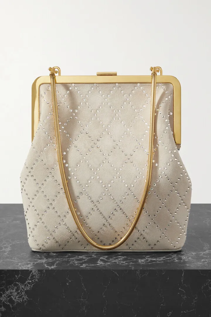 Khaite - Lilith Crystal-embellished Suede Tote - Cream