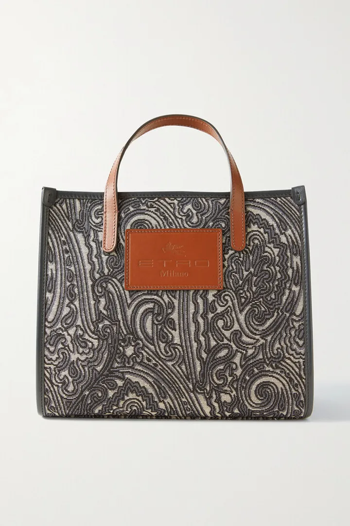 Etro - Globetrotter Leather-trimmed Cotton-blend Jacquard Tote - Blue