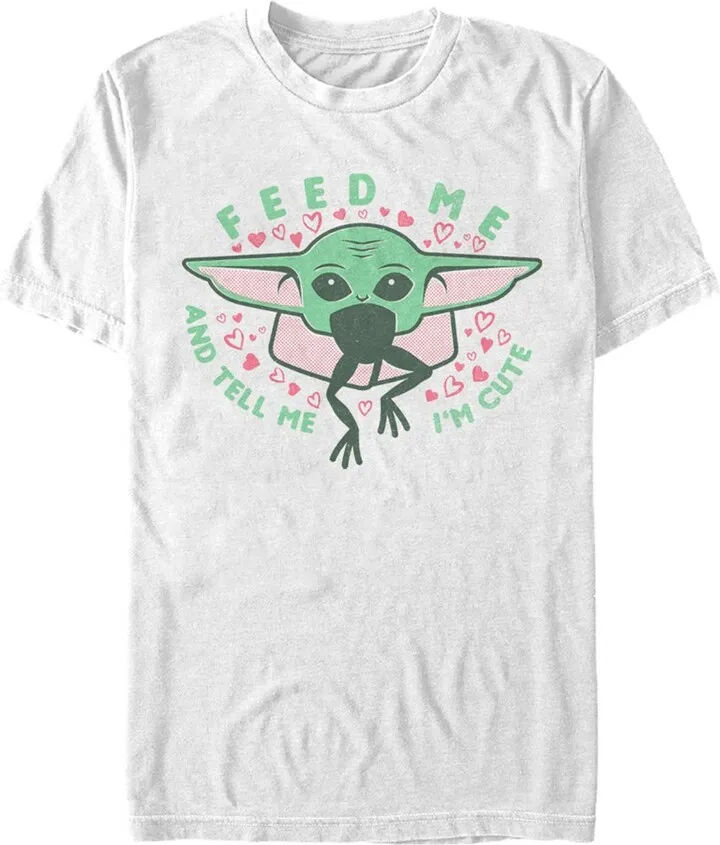 Men's Star Wars The Mandalorian Valentine's Day The Child Feed Me T-Shirt - White - 2X Large
