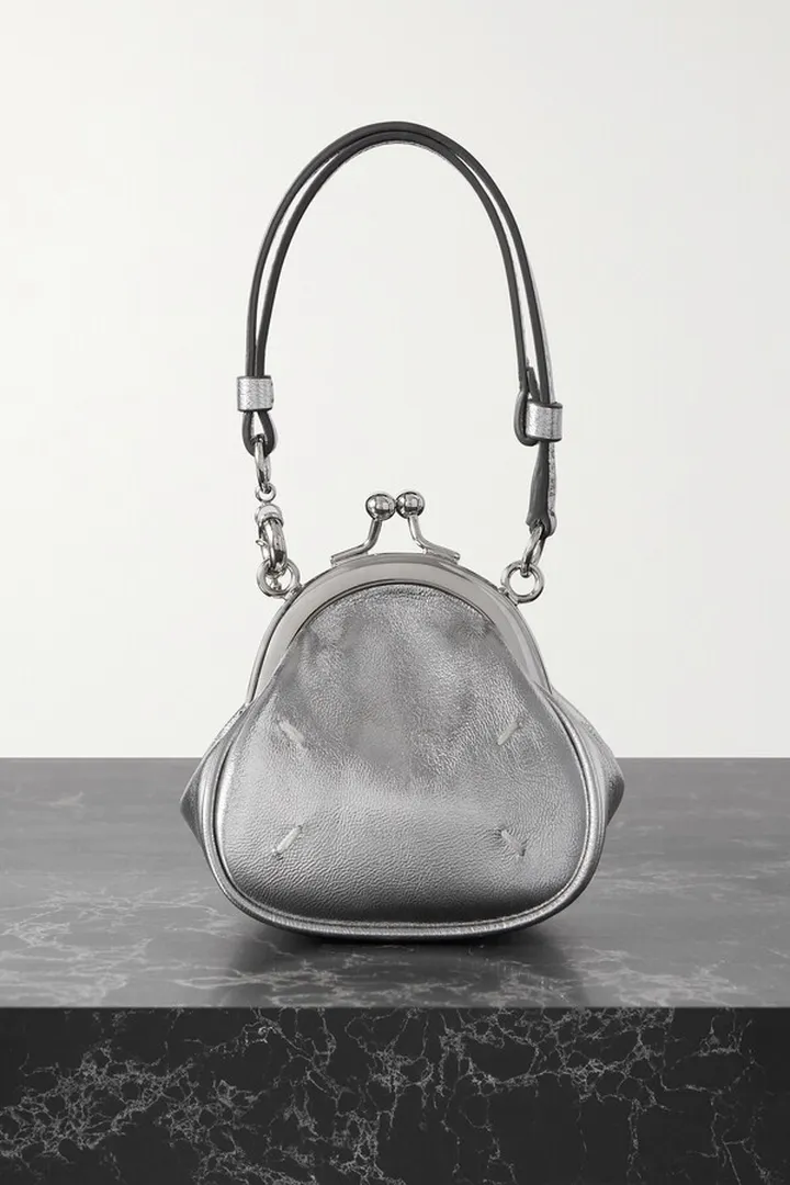 Maison Margiela - Tabi Micro Metallic Leather Tote - Silver
