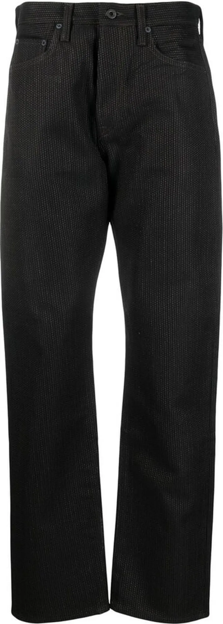 Straight-Cut Textured Trousers