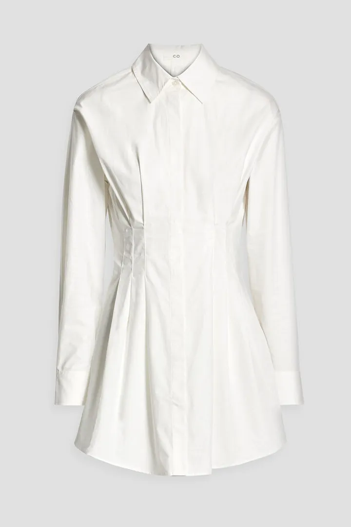 Pleated cotton-poplin shirt