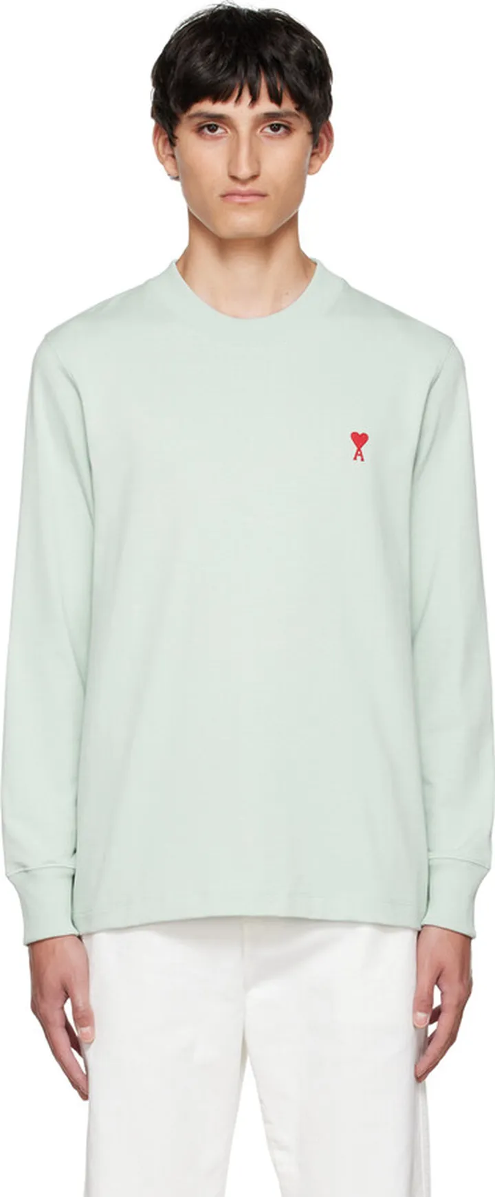 AMI Alexandre Mattiussi Green Ami De Cœur Long Sleeve T-Shirt