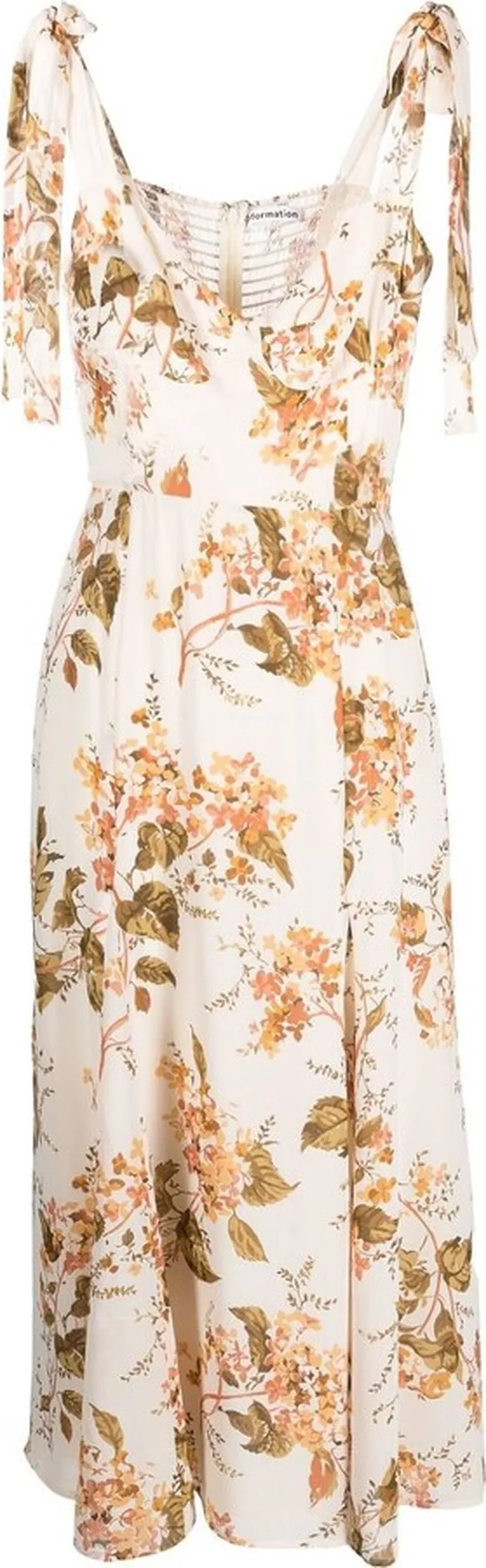 Neutral Nadira Floral Print Midi Dress