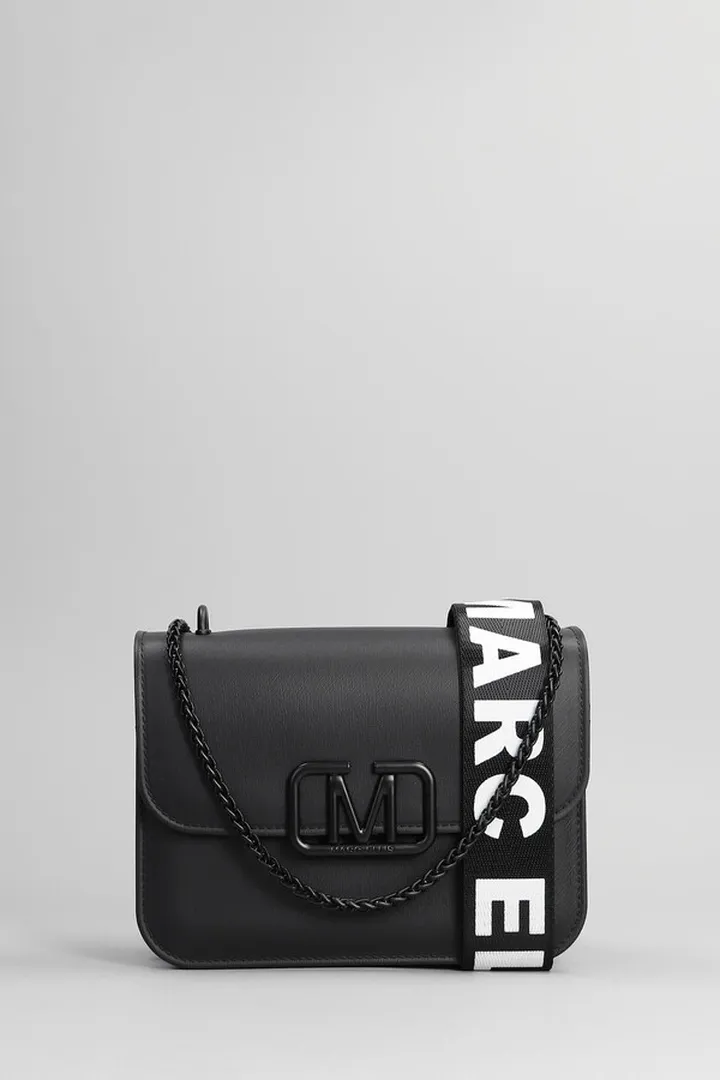 Flat Ear Shoulder Bag In Black Leather