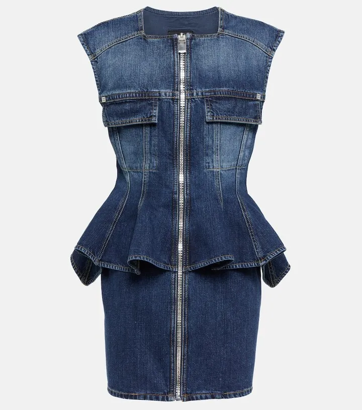 Denim peplum minidress