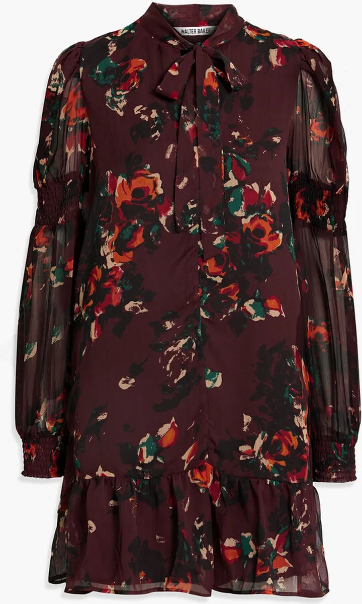 Yasmine floral-print georgette mini dress