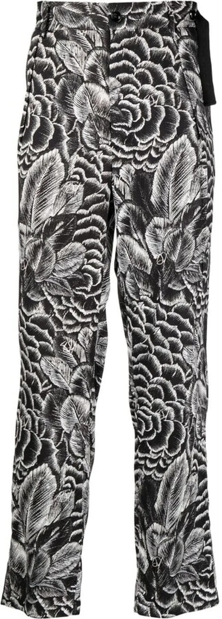 Slim-Cut Floral-Print Trousers