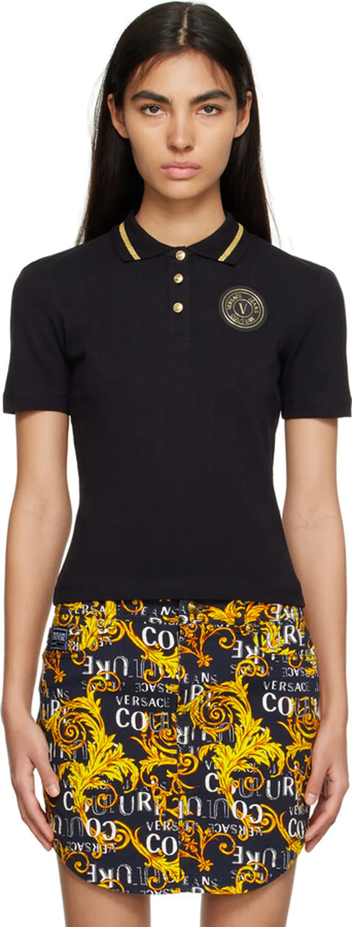 Versace Jeans Couture Black V-Emblem Polo