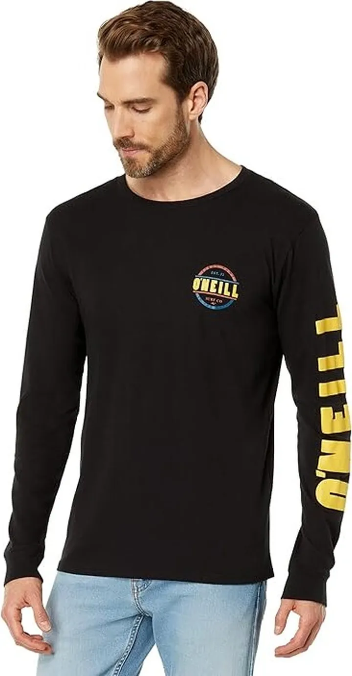 O'Neill Tricolor Long Sleeve Tee (Black) Men's Clothing