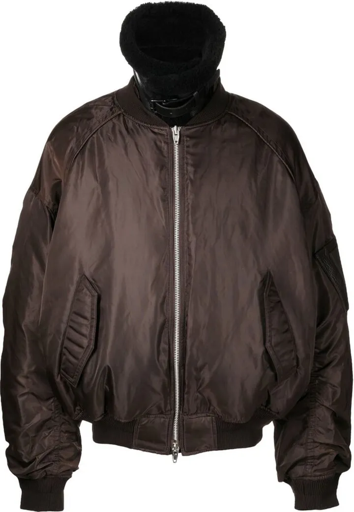 Shearling-Collar Padded Bomber Jacket