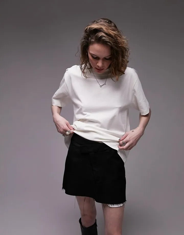 Topshop premium basic short sleeve tee in ecru
