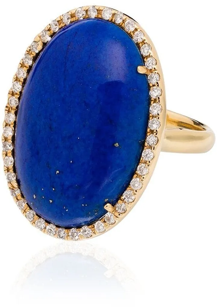18K yellow gold lapis lazuli and diamond ring