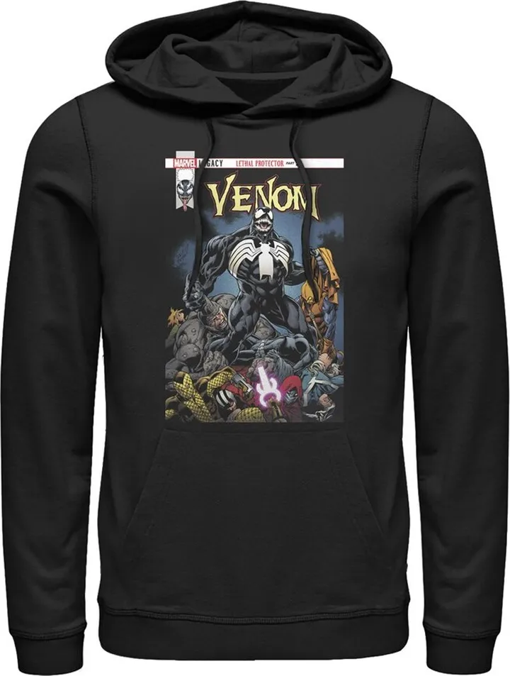 Men's Marvel Venom Lethal Protector Pile Pull Over Hoodie - Black - 3X Large