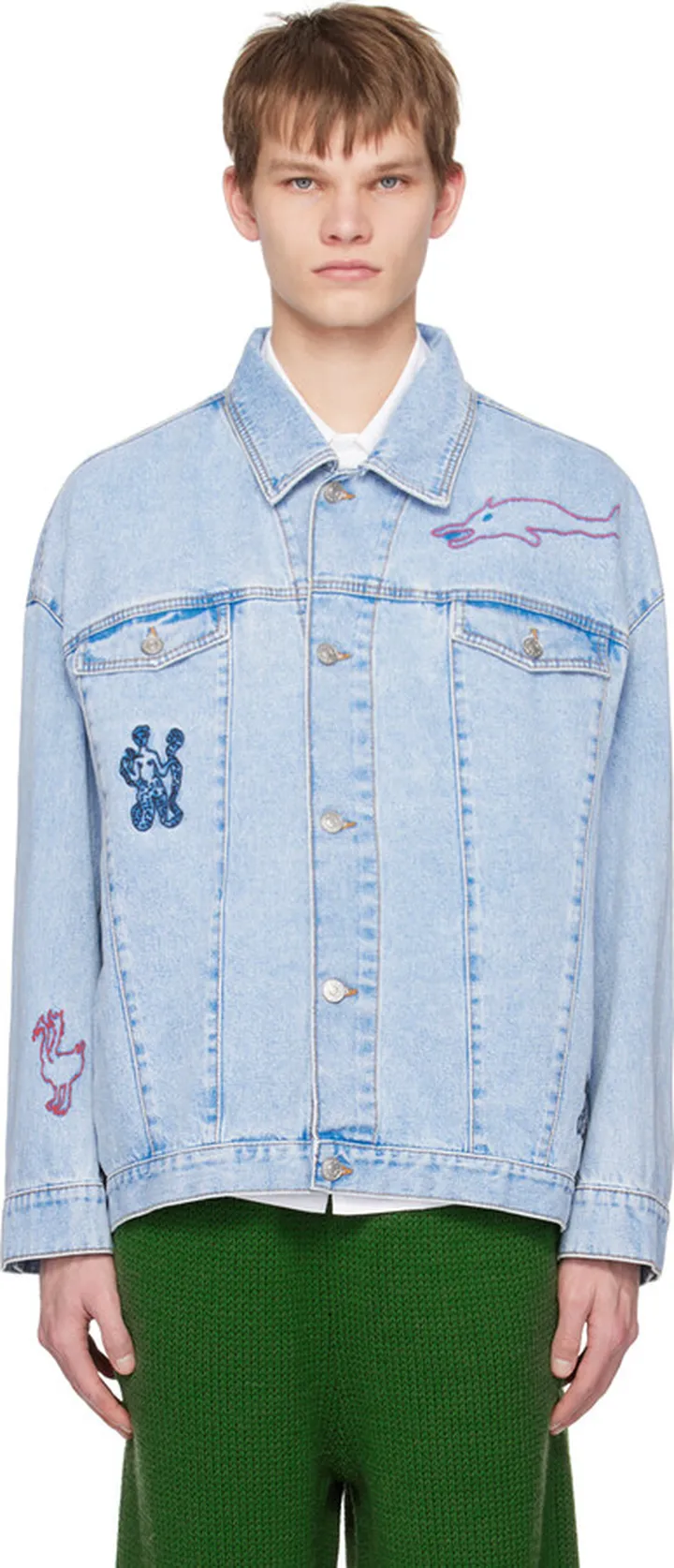Marni Blue Embroidered Denim Jacket