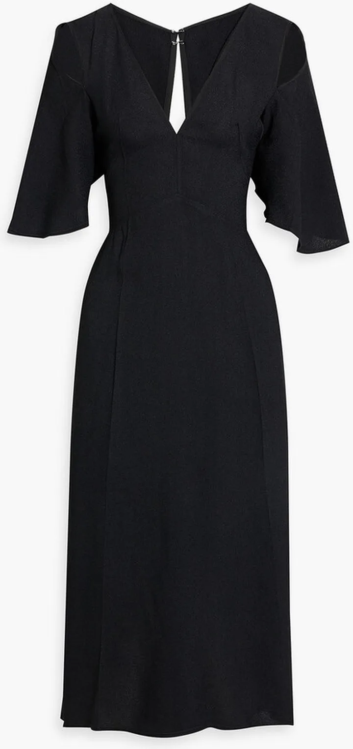 Cold-shoulder crepe midi dress