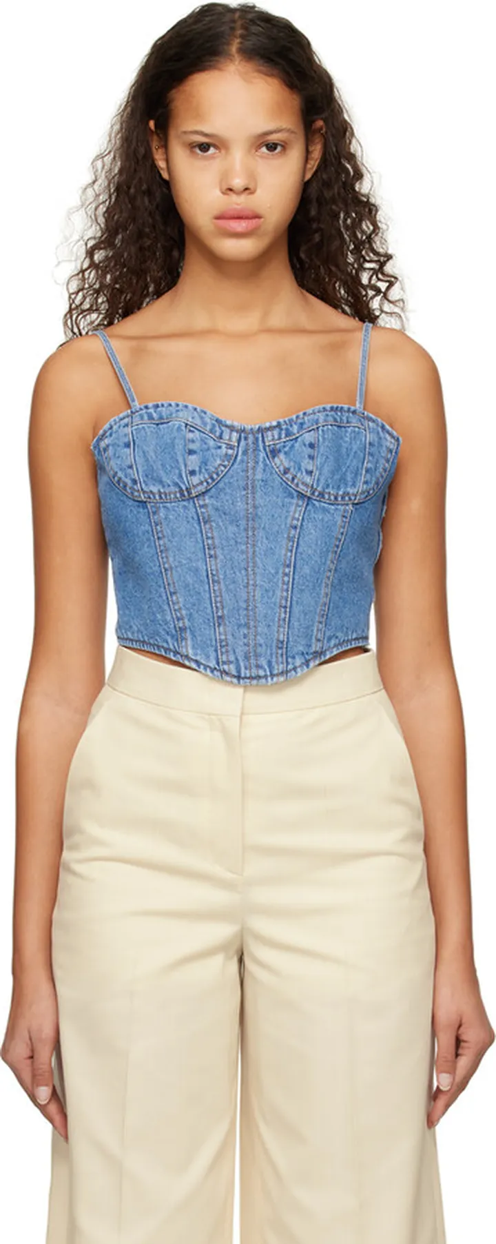 Juun.J Blue Paneled Denim Camisole