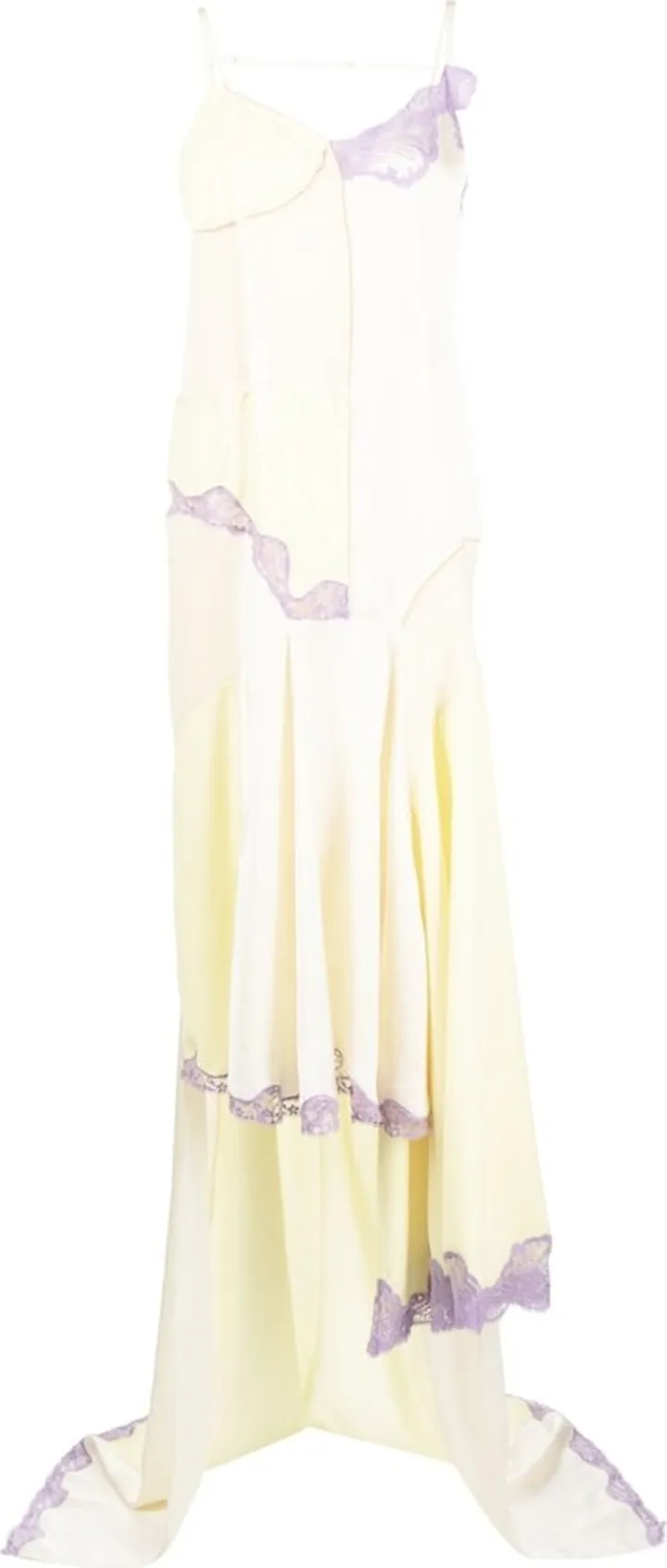 Lace-Trim Asymmetric Patchwork Dress