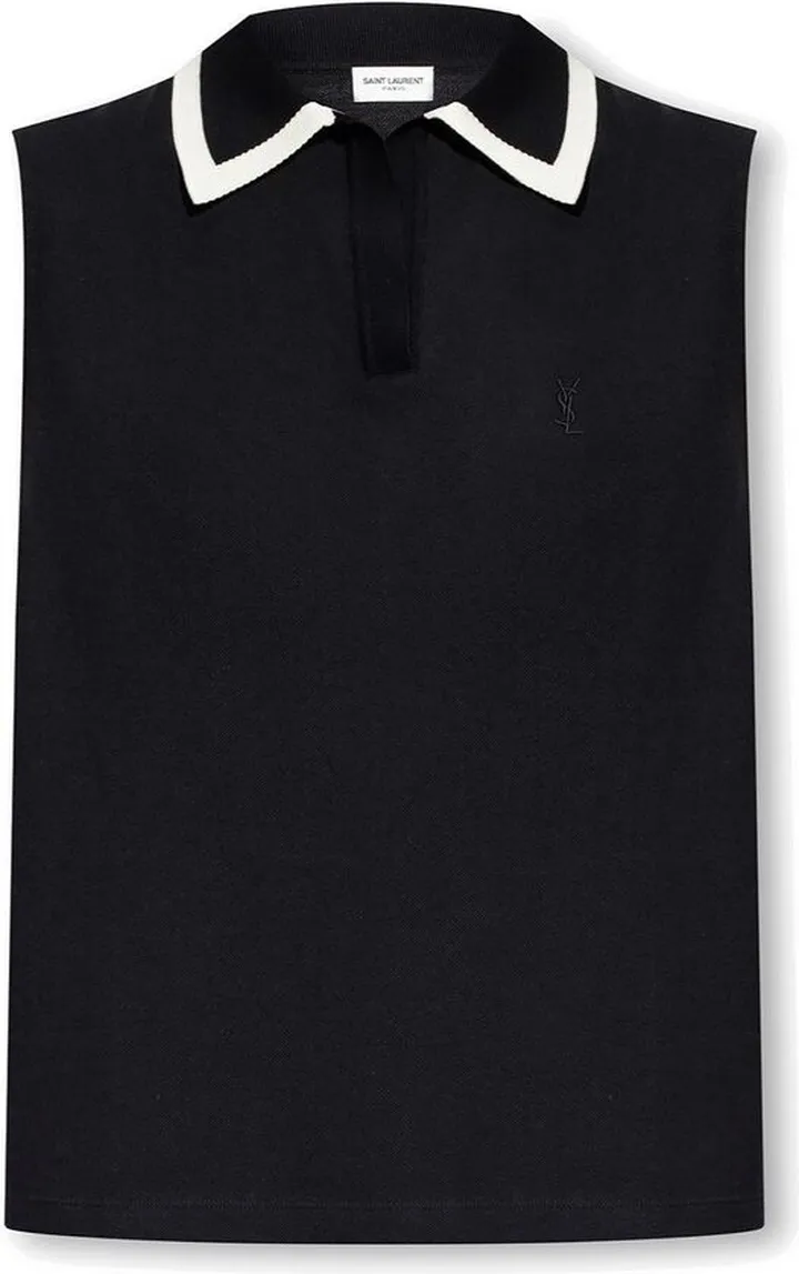 Saint Laurent Cassandre Sleeveless Polo Shirt