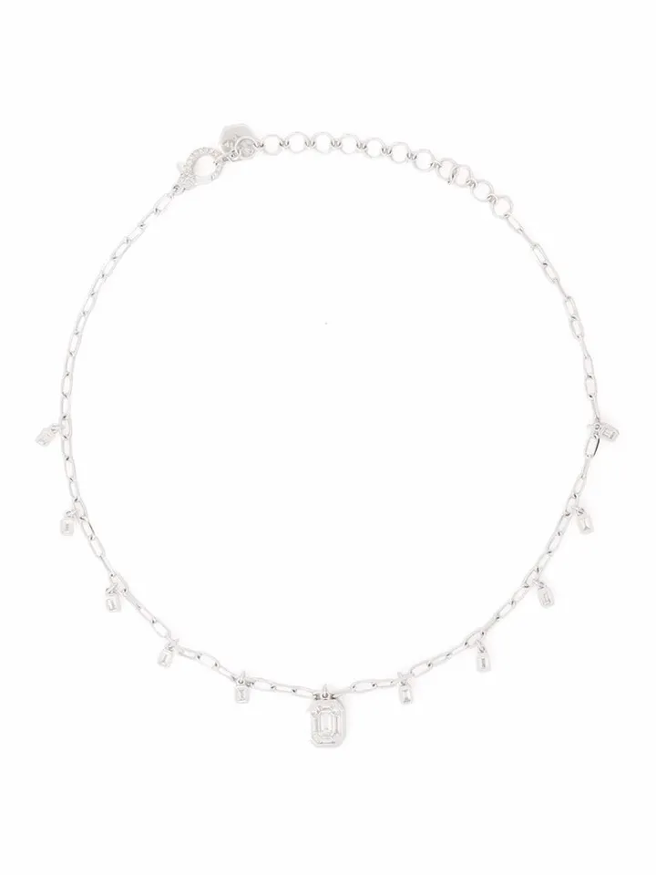 18kt White Gold Diamond Drop Choker