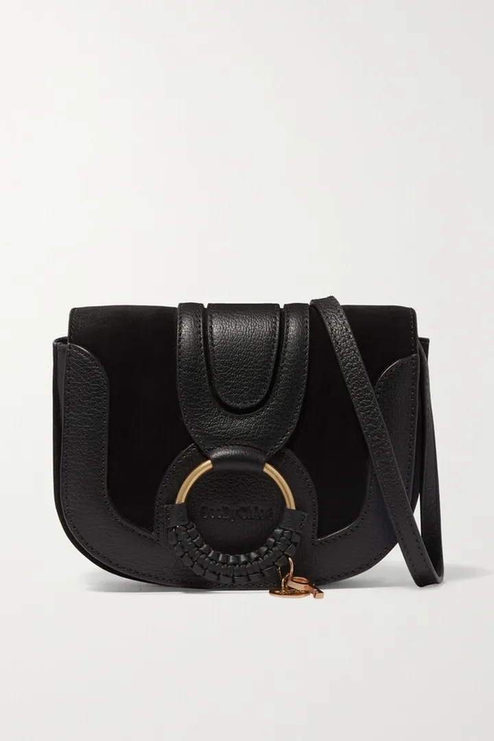 See By Chloé - Hana Mini Textured-leather And Suede Shoulder Bag - Black