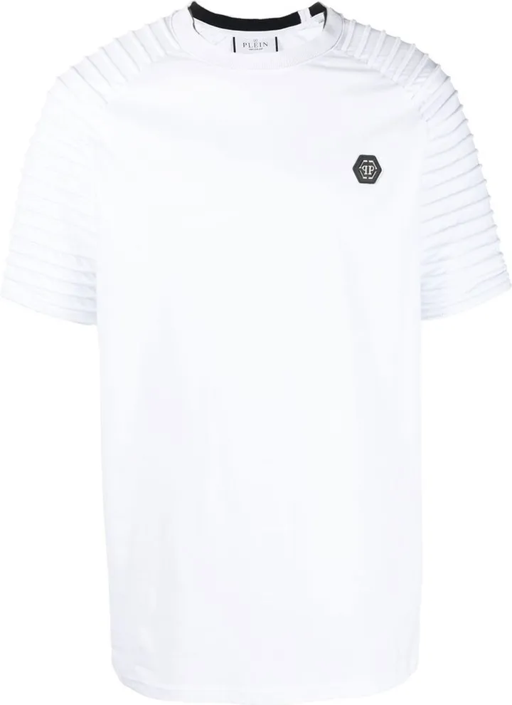 pleat-detail logo T-shirt