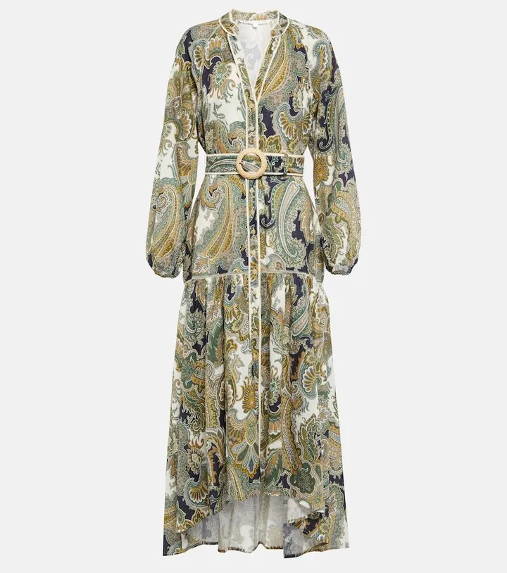 Kadar printed linen midi dress