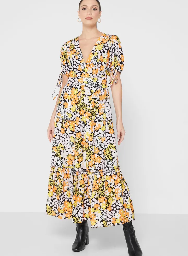 Floral Print Wrap Dress