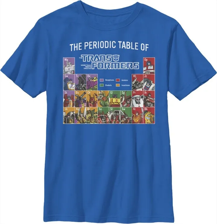 Boy's Transformers Periodic Table of Transformers T-Shirt - Royal Blue - X Small