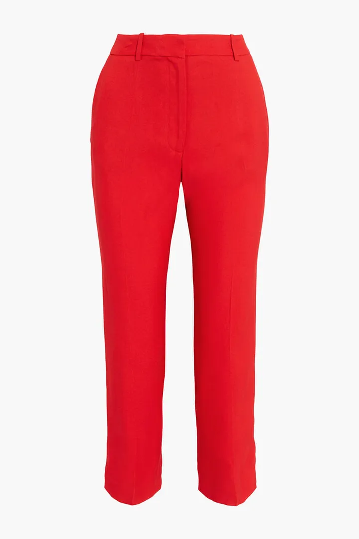 Tape cropped crepe straight-leg pants