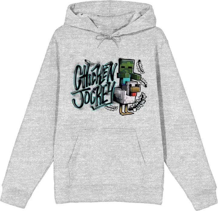 Minecraft Chicken Jockey Men’s Athletic Heather Sweatshirt-Medium