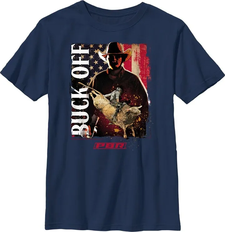 Boy's Professional Bull Riders Buck Off T-Shirt - Navy Blue - Medium