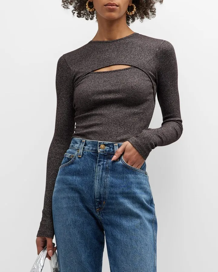Lyza Cut-Out Rib-Knit Top