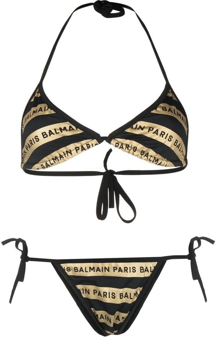Logo-Stripe-Print Bikini