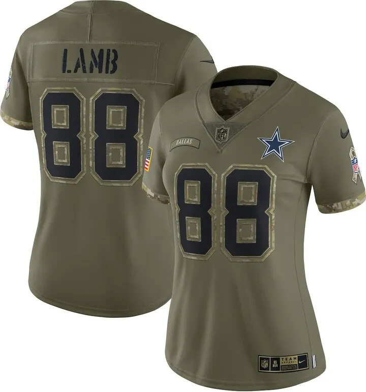 Women's Nike CeeDee Lamb Olive CeeDee Lamb 2022 Salute To Service Limited Jersey