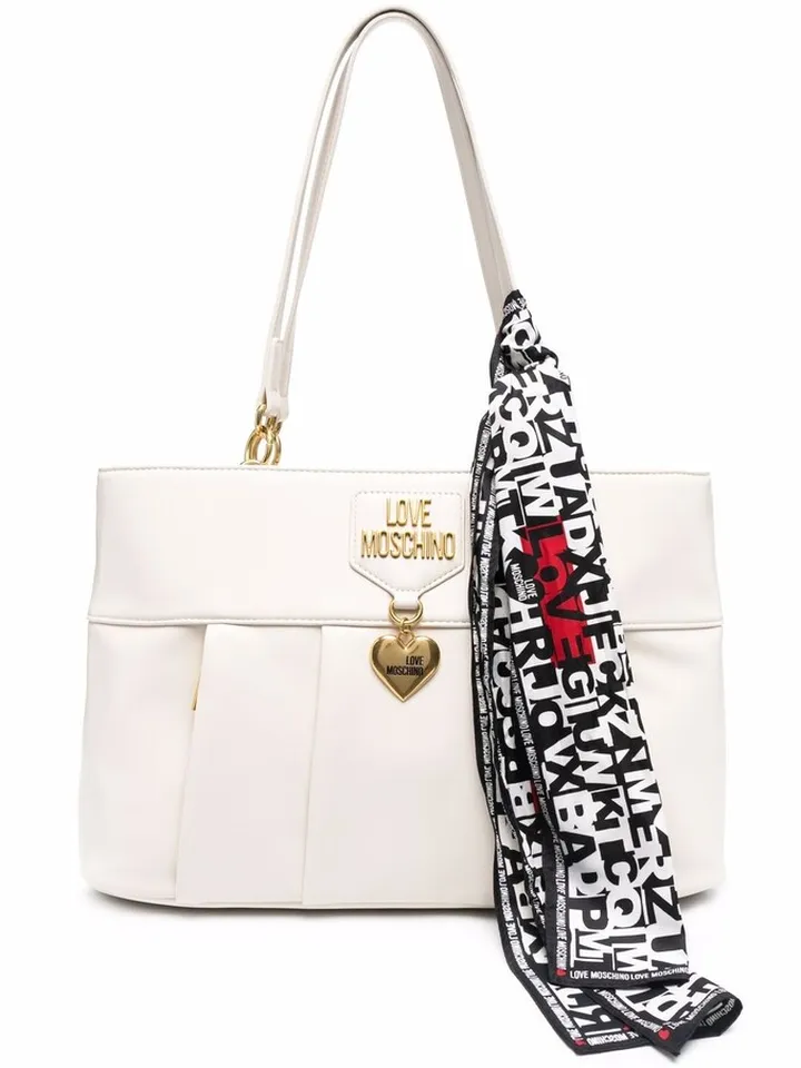 Logo-Plaque Scarf-Detail Shoulder Bag