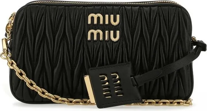Miu Miu Matelassé Logo Plaque Mini Shoulder Bag