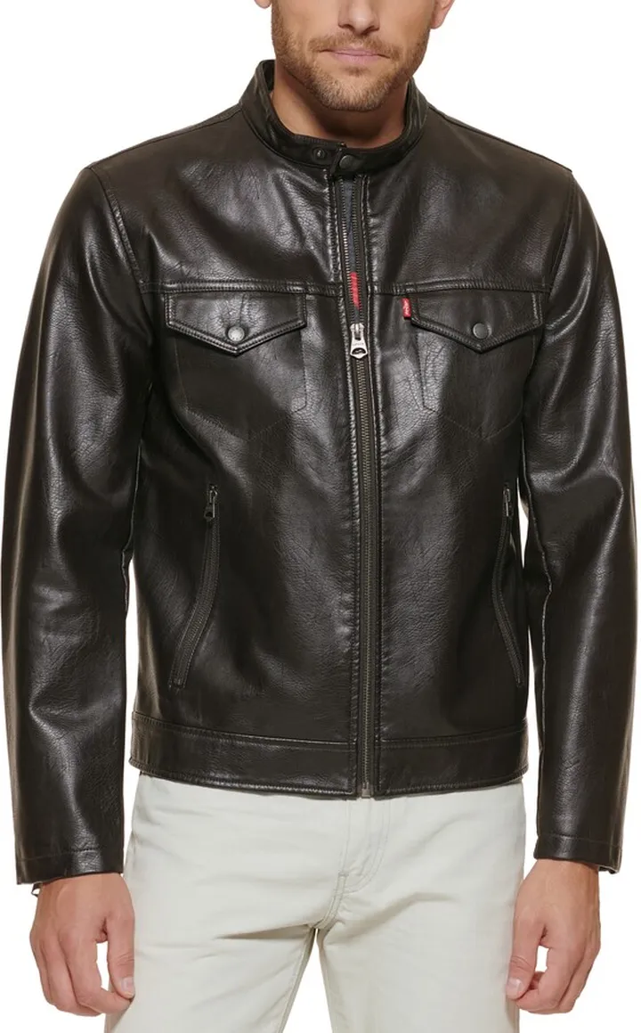 Water Resistant Faux Leather Racer Jacket