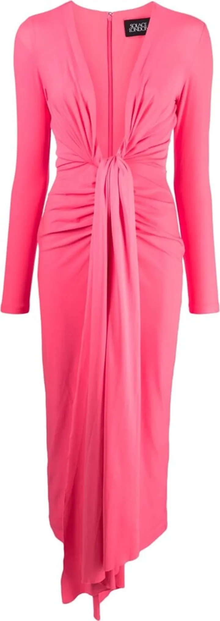 Lorena plunge-neck draped midi dress