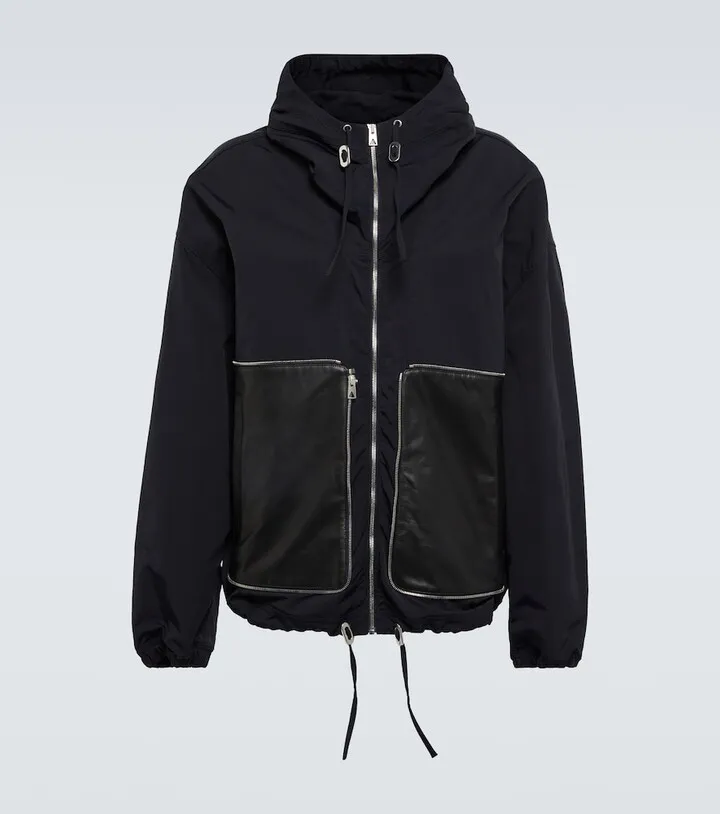 Packable leather-trimmed jacket