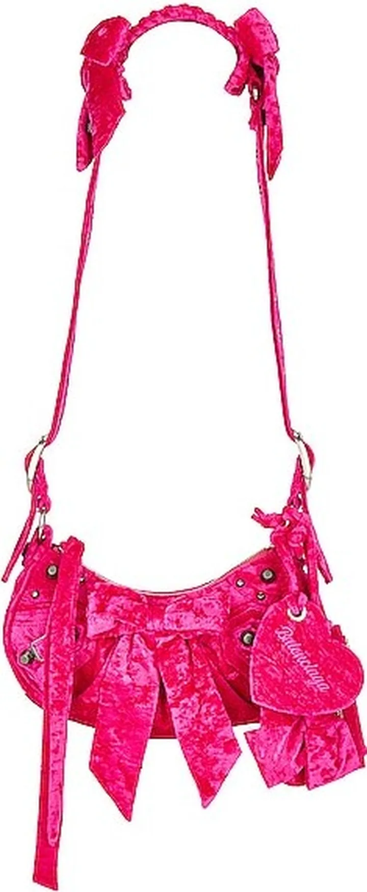 Balenciaga Xs Velvet Le Cagole Shoulder Bag in Fuchsia