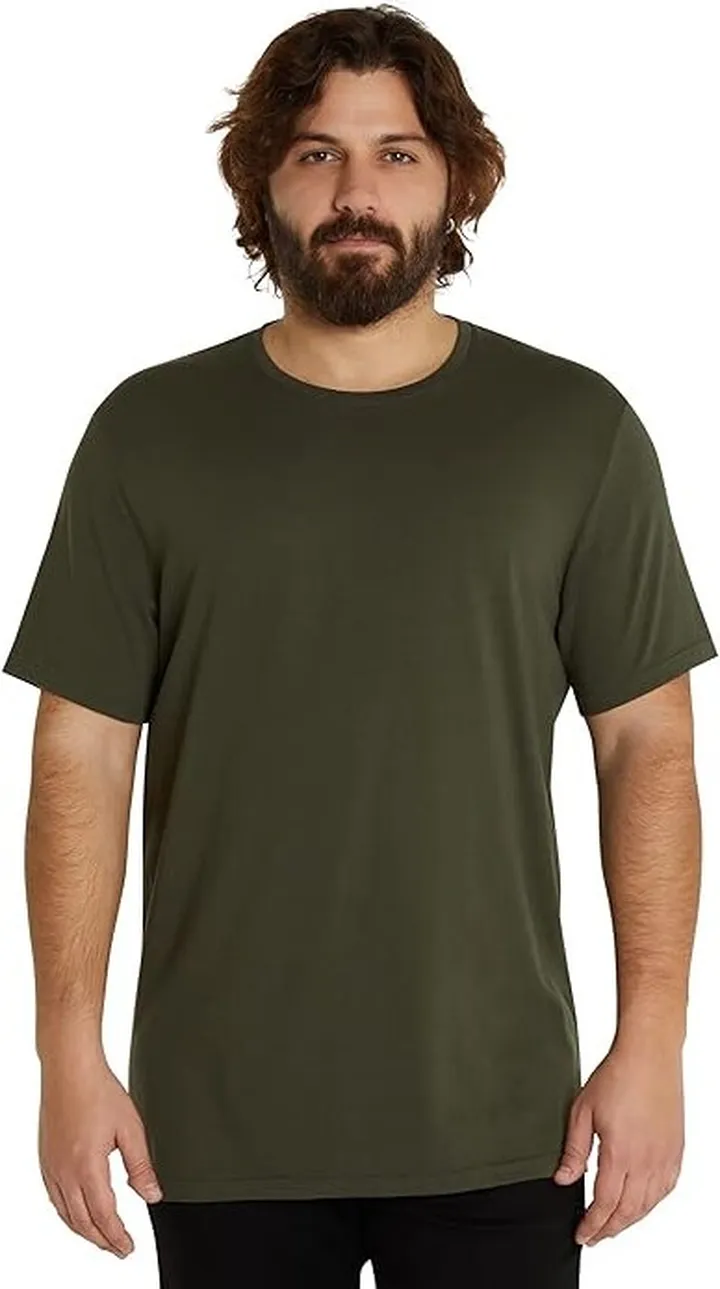 Johnny Bigg Big Tall Essential Longline Scoop Tee (Dark Olive) Men's Clothing