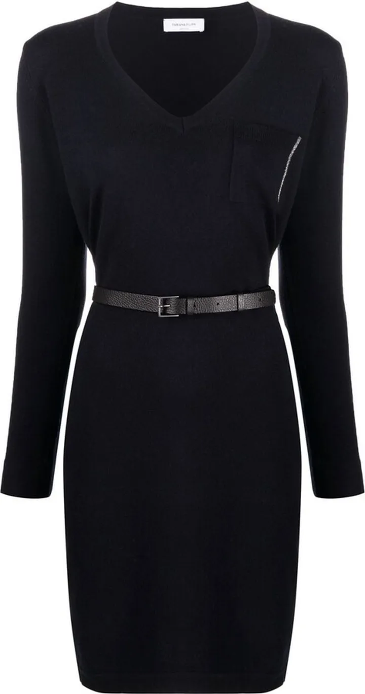 V-neck knitted dress