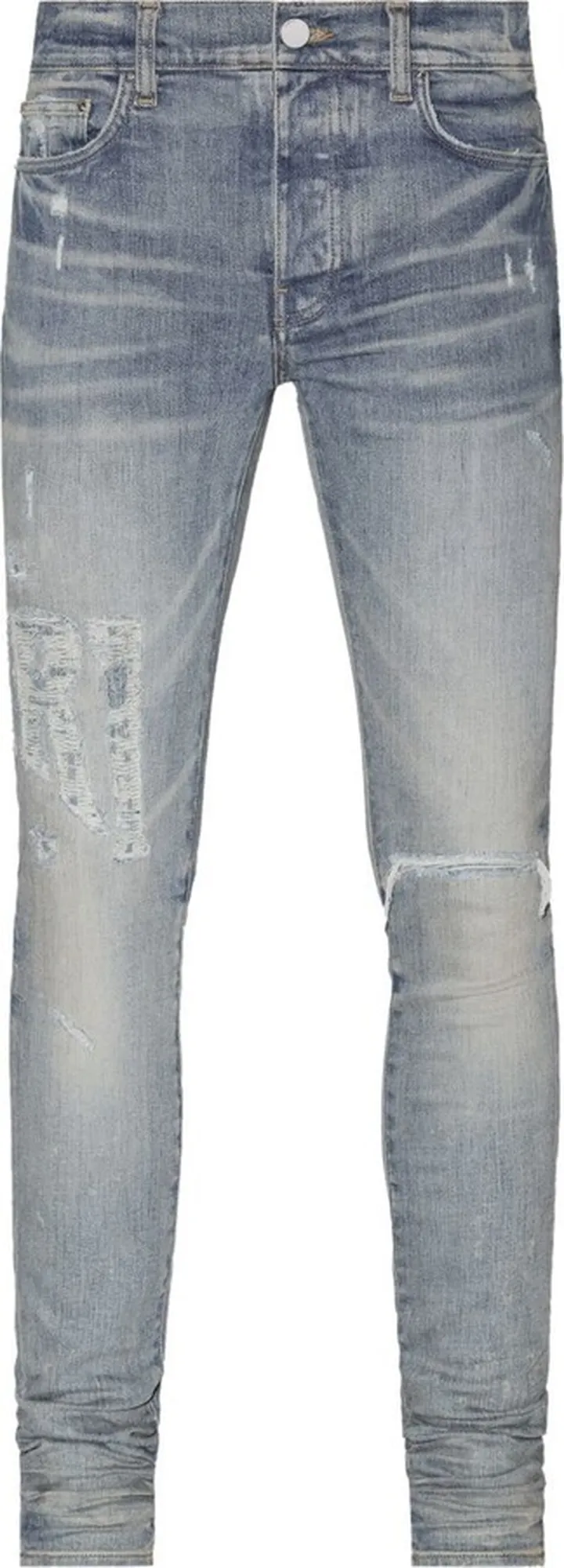 Distressed Logo Skinny Jeans