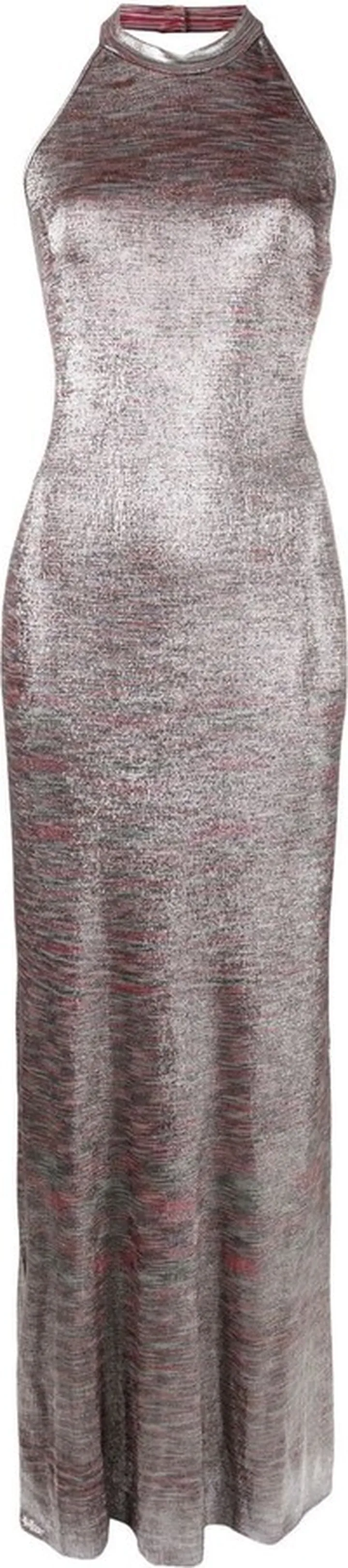 Halterneck Metallic Woven Dress