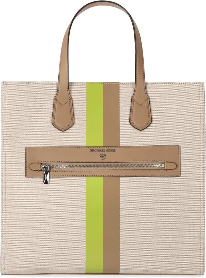 Michael Kors Kempner Canvas Beige Green Shopping Bag
