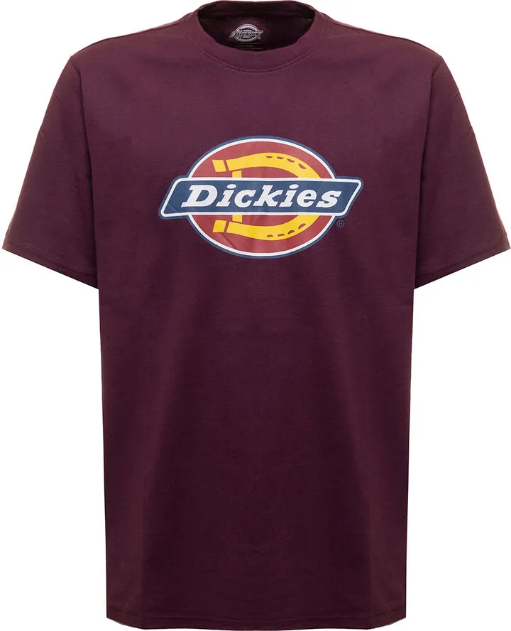 Burgundy Colored Cotton T-shirt With Logo Print Dickies Man