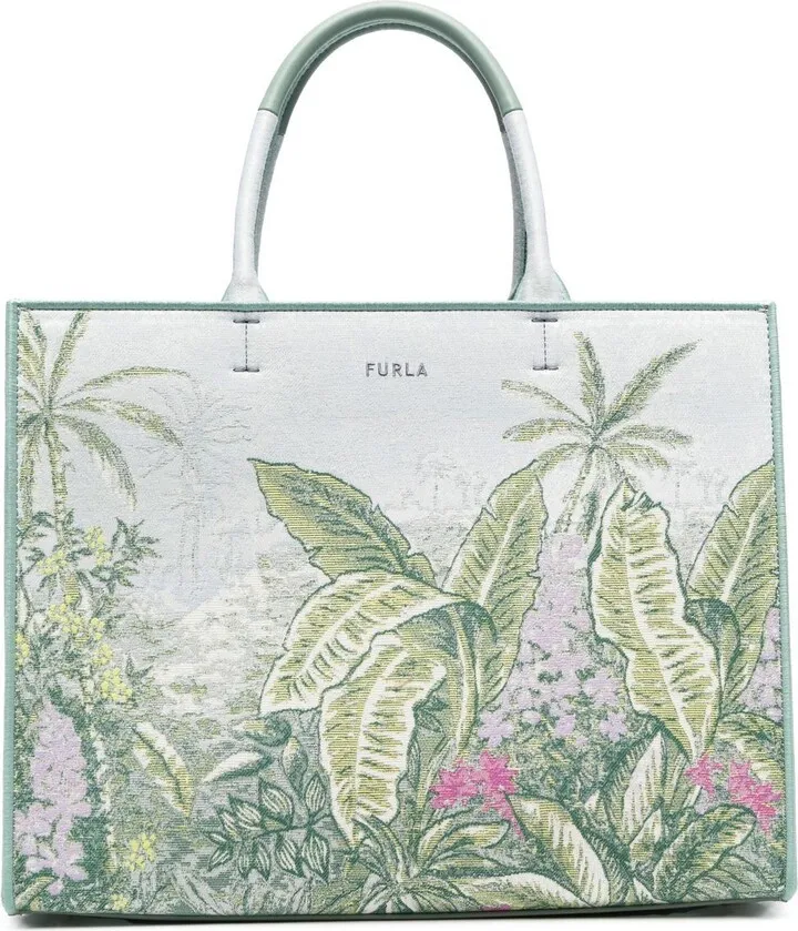 Tropical-Print Tote Bag