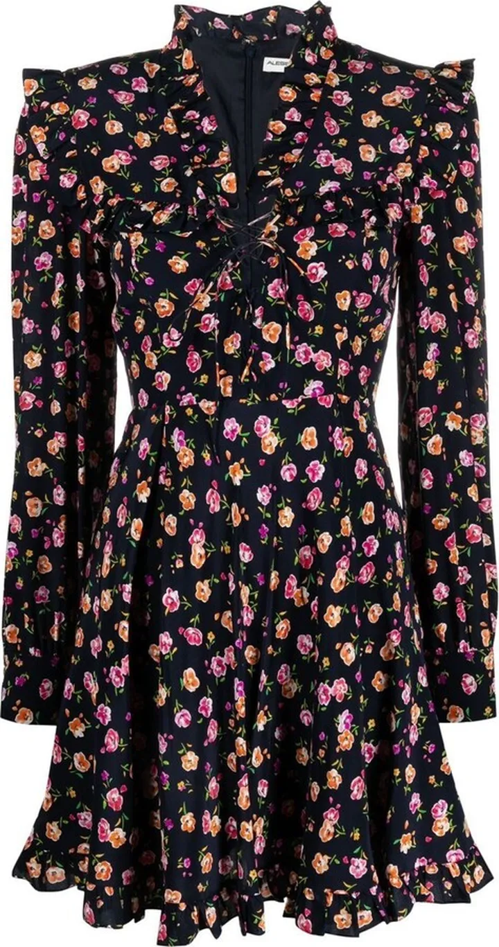 Floral-Print Silk Mini Dress