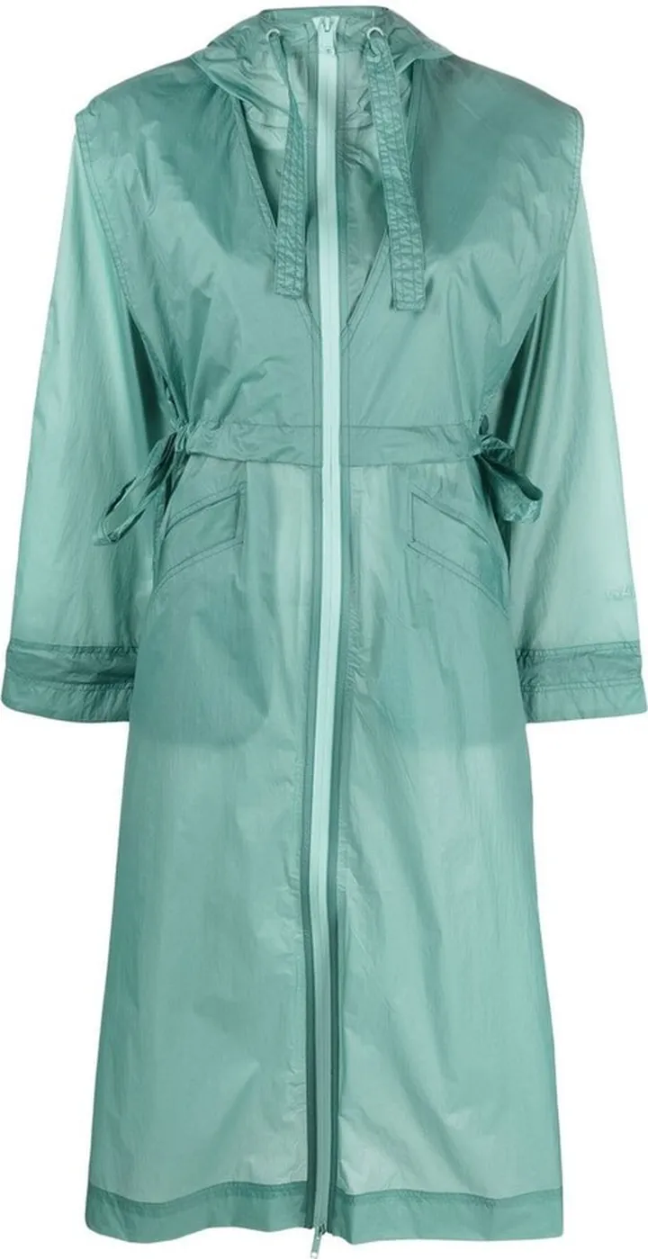 Oversized Zipper logo-print hooded coat